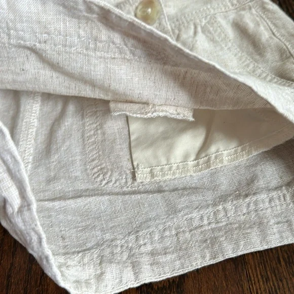 Y2K Express Micro Sailor Buttons Cream Linen Shorts Womens Size 8 Breathable - Picture 12 of 12